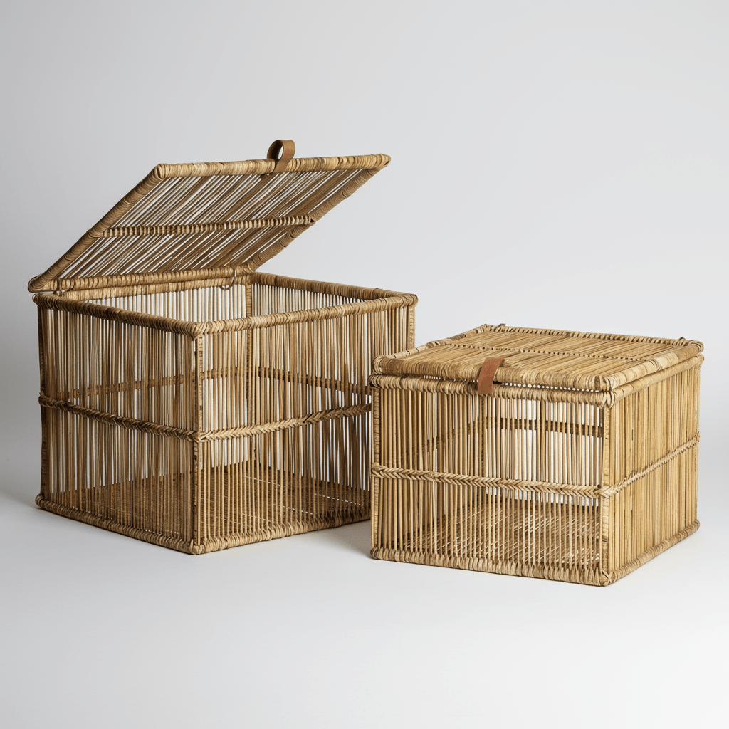 texxture Irawaddy Bamboo Storage Basket Bin, Set of 2