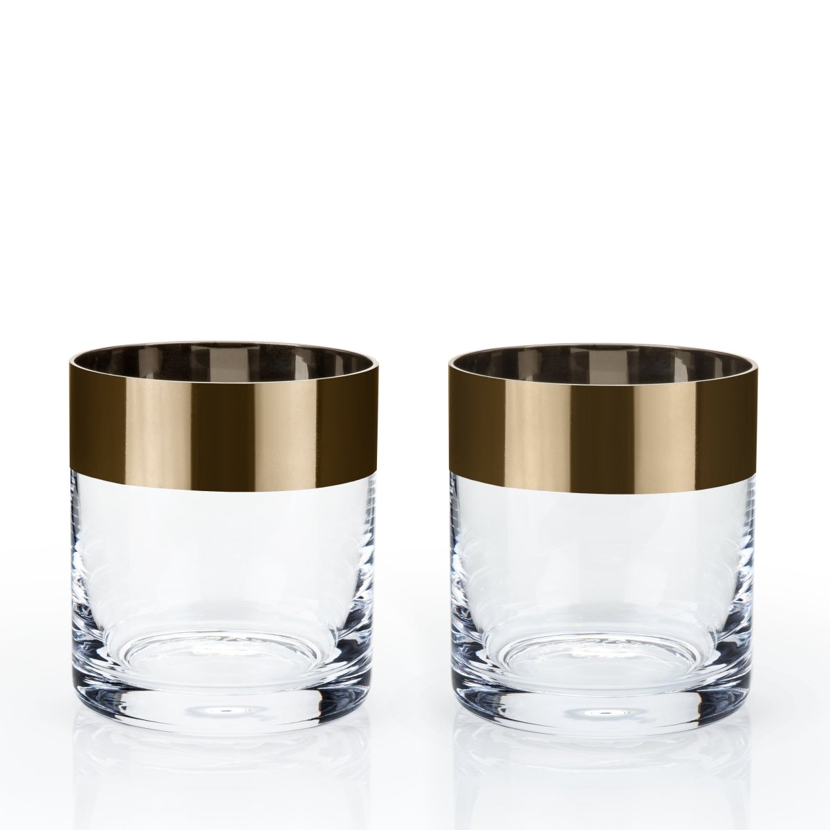 Viski Irving Bronze - Rimmed Crystal Tumblers, Set of 2