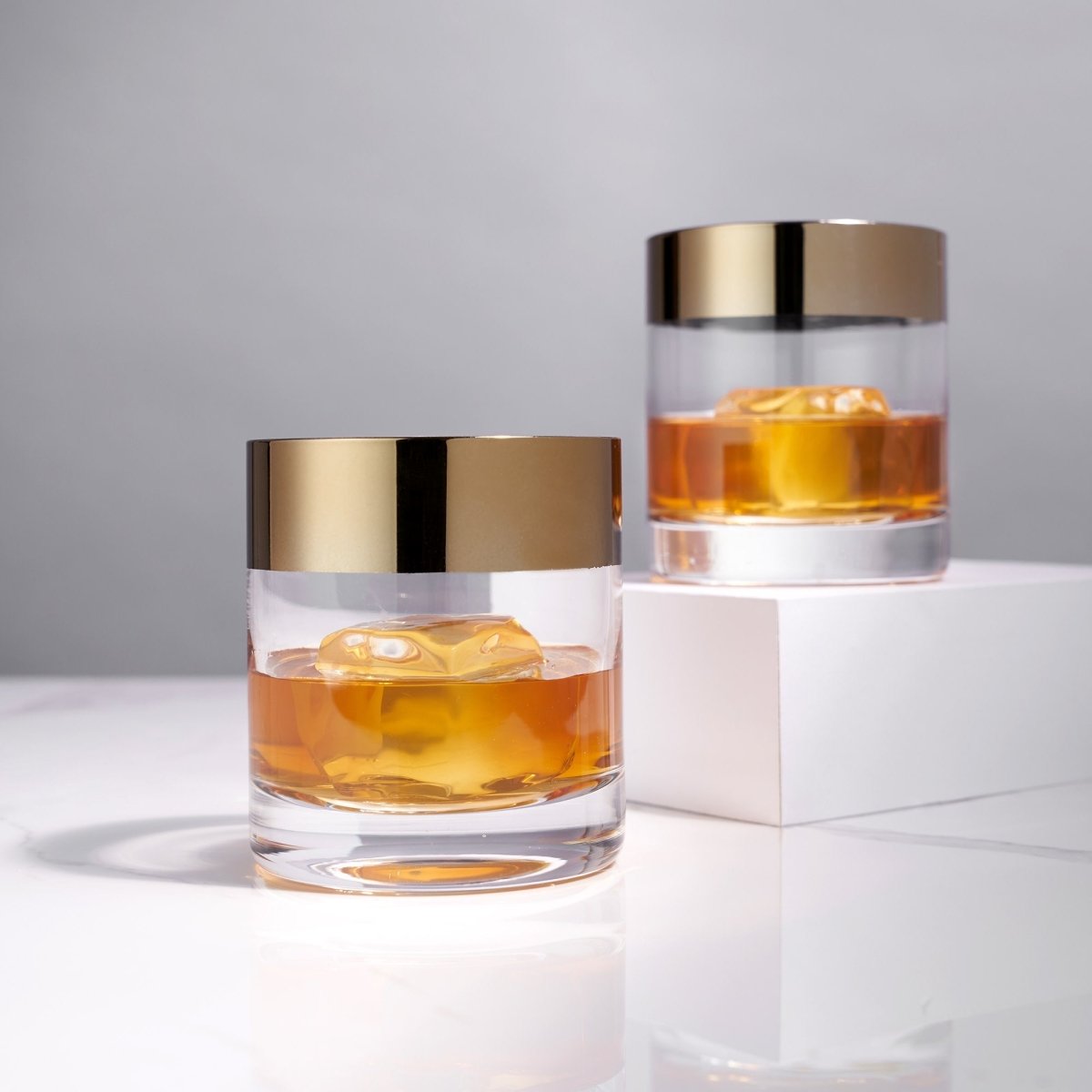 Viski Irving Bronze - Rimmed Crystal Tumblers, Set of 2