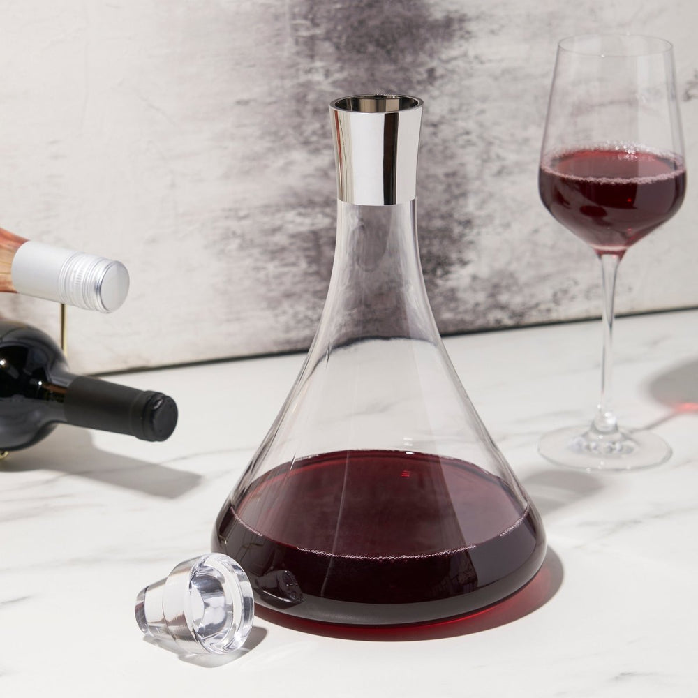 Viski Irving Chrome - Rimmed Crystal Decanter - lily & onyx