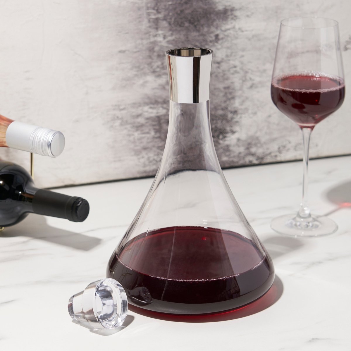 Viski Irving Chrome - Rimmed Crystal Decanter - lily & onyx