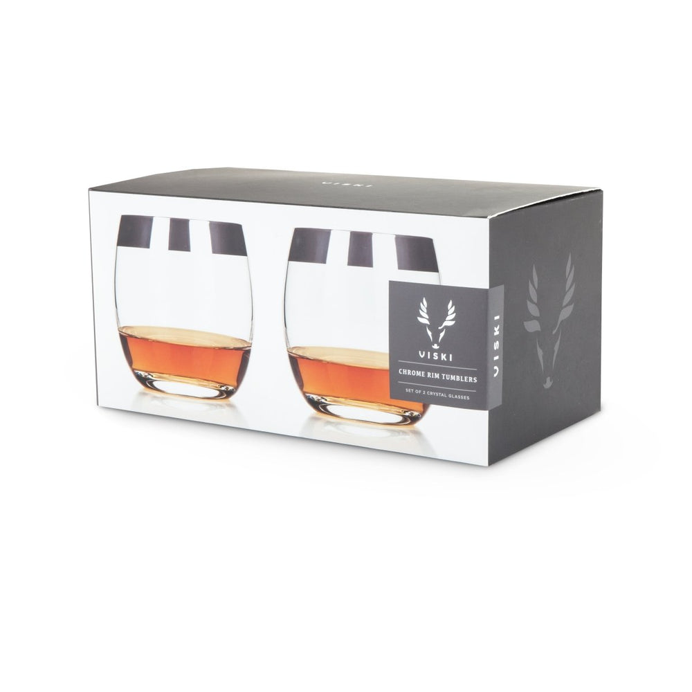 
                      
                        Viski Irving Chrome - Rimmed Crystal Tumblers, Set of 2 - lily & onyx
                      
                    