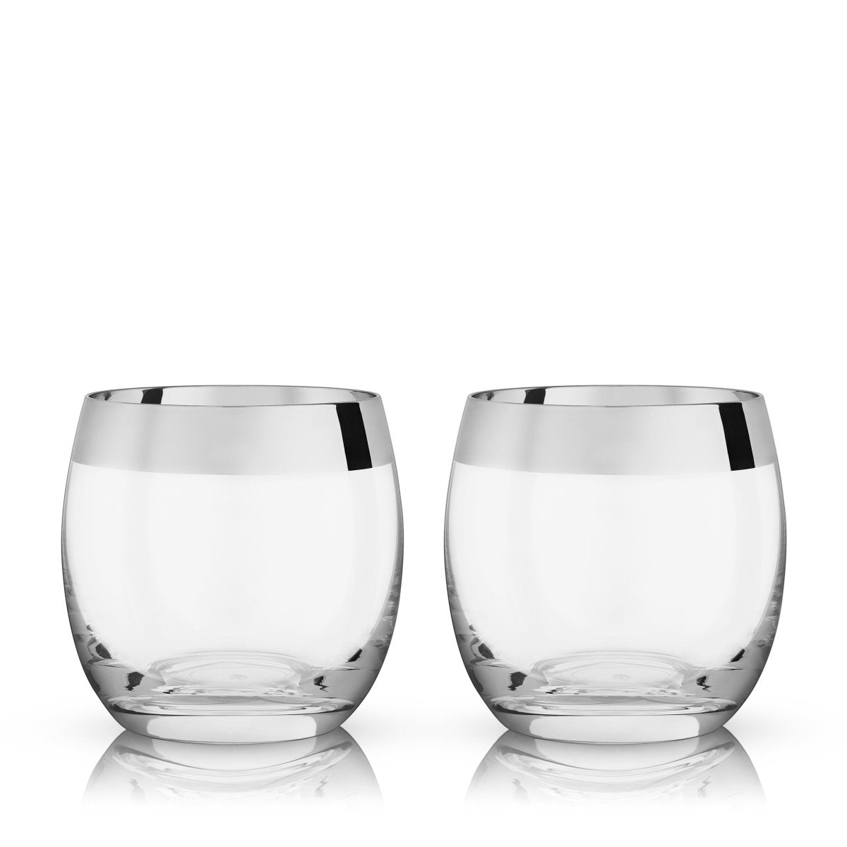 Viski Irving Chrome - Rimmed Crystal Tumblers, Set of 2 - lily & onyx
