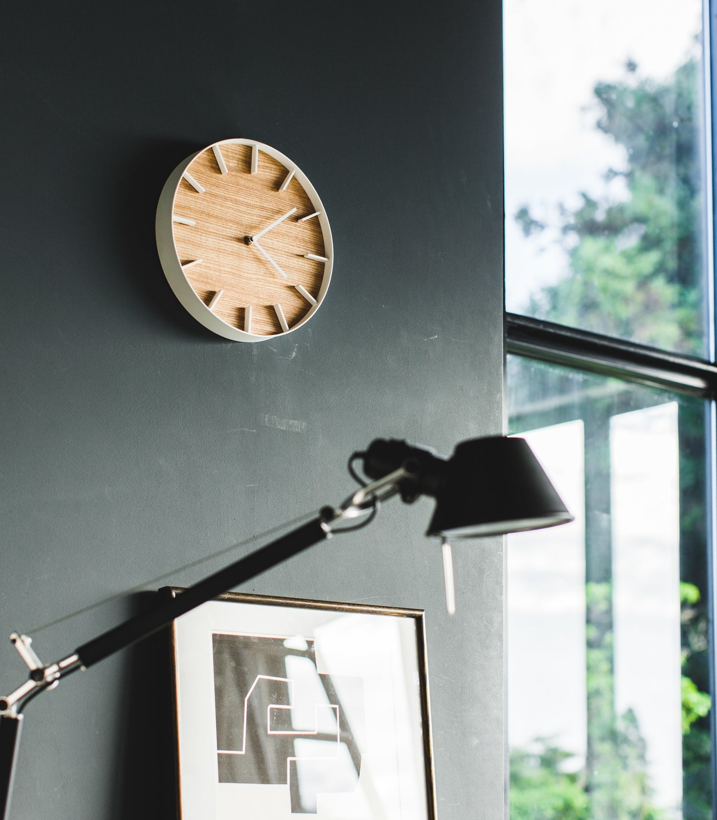 Modern Steel & Wood Wall Clock