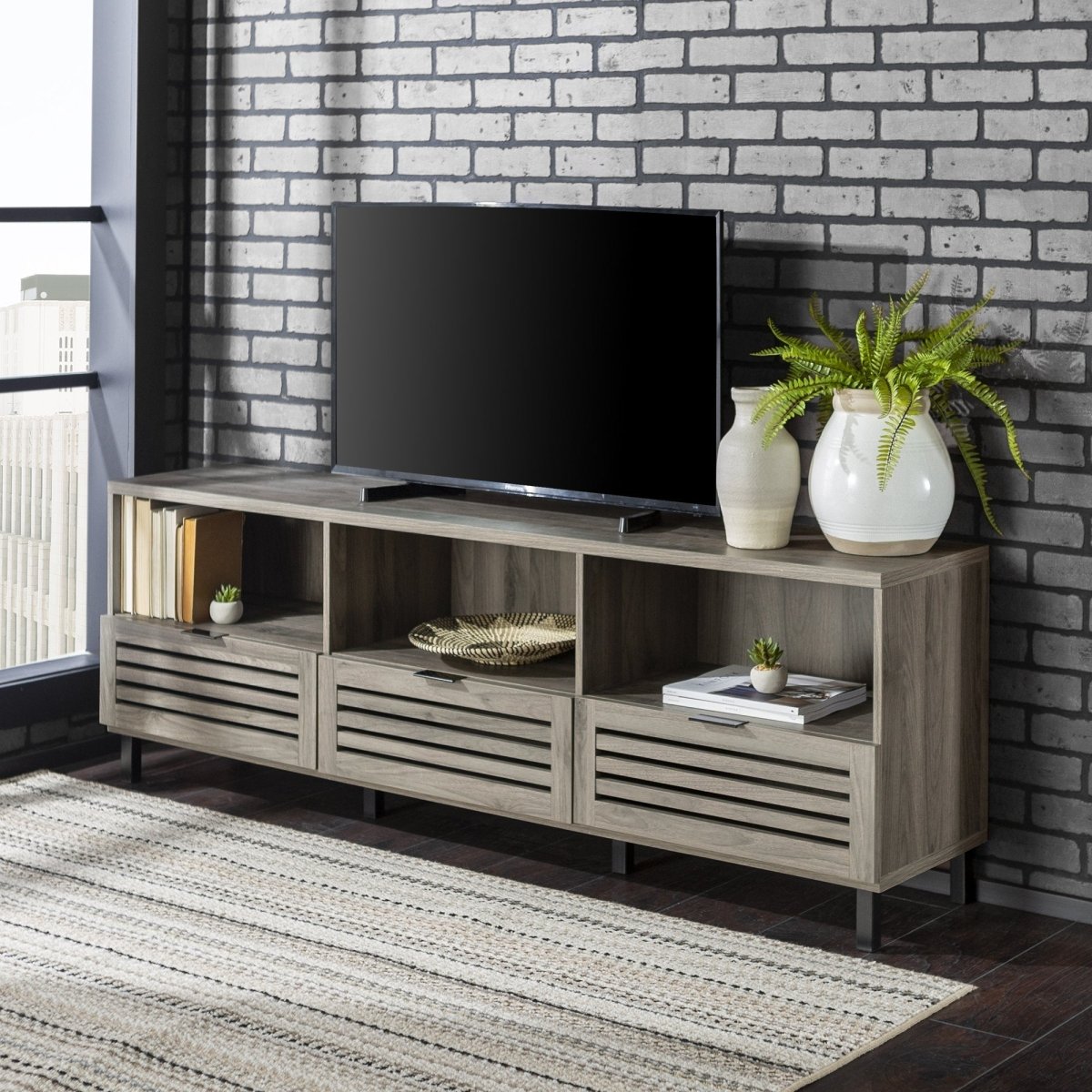 Walker Edison Jackson Slatted Media Console - lily & onyx