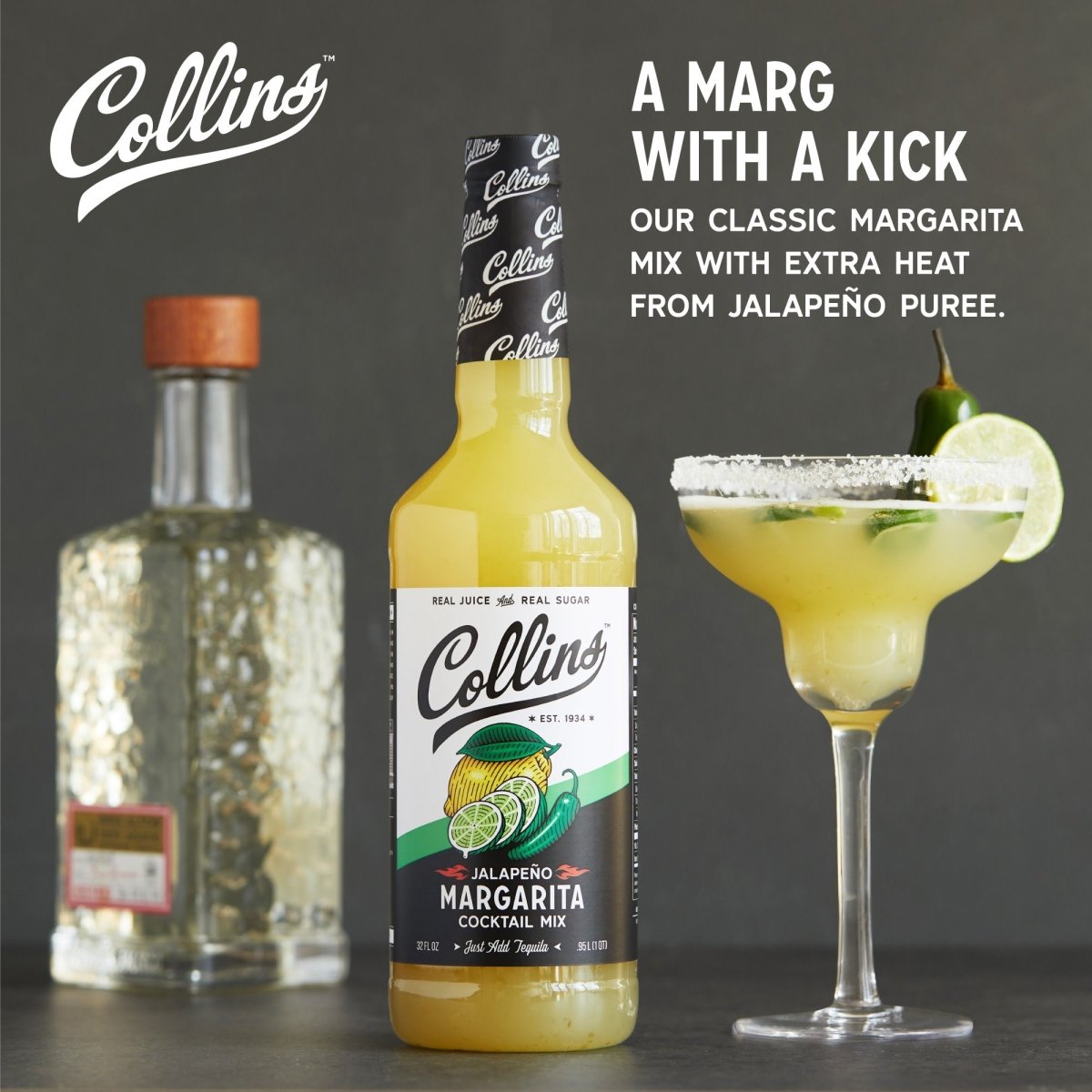 Collins Jalapeno Margarita Cocktail Mix, 32 oz - lily & onyx