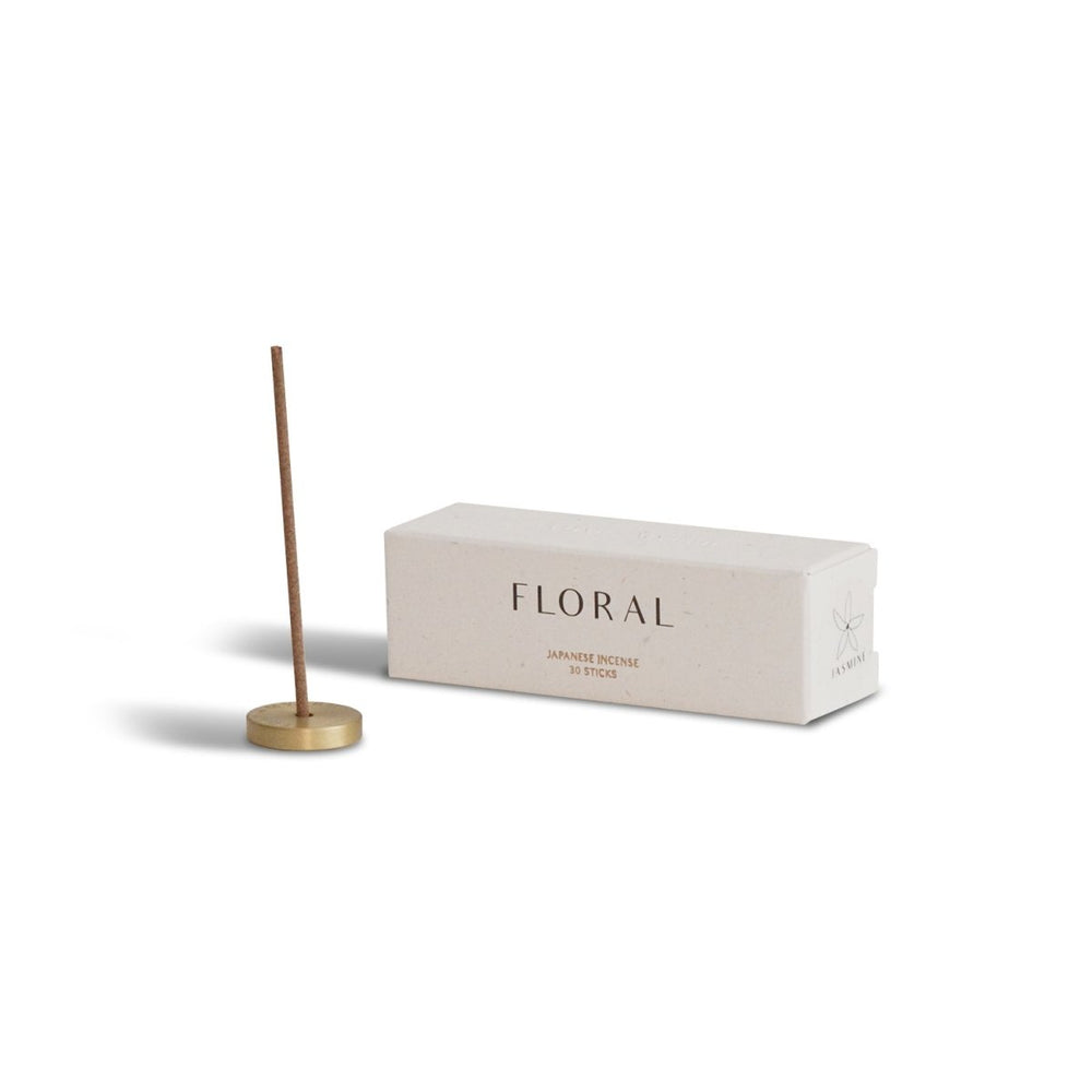 CEDAR AND MYRRH Jasmine Japanese Incense Stick Set with Brass Holder – 30 Sticks - lily & onyx
