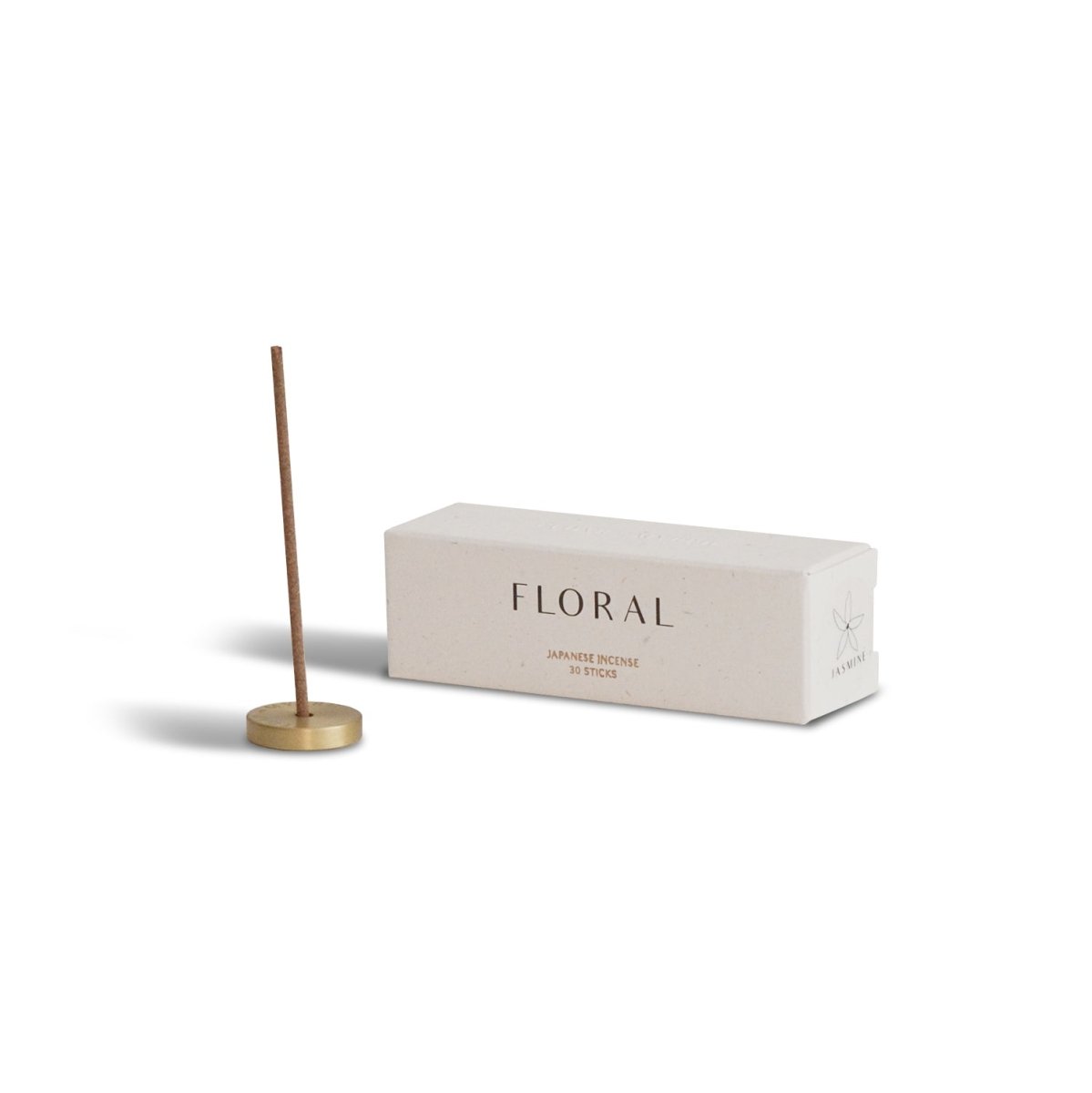 CEDAR AND MYRRH Jasmine Japanese Incense Stick Set with Brass Holder – 30 Sticks - lily & onyx