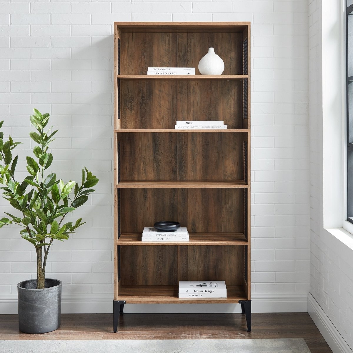 Walker Edison Jasper Mesh Bookshelf - lily & onyx