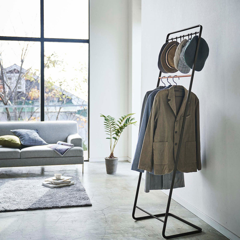 
                      
                        Steel & Wood Coat Rack with Hat Storage, 66" H
                      
                    