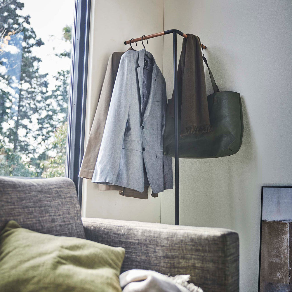 
                      
                        Corner Leaning Steel & Wood Coat Hanger, 63" H
                      
                    