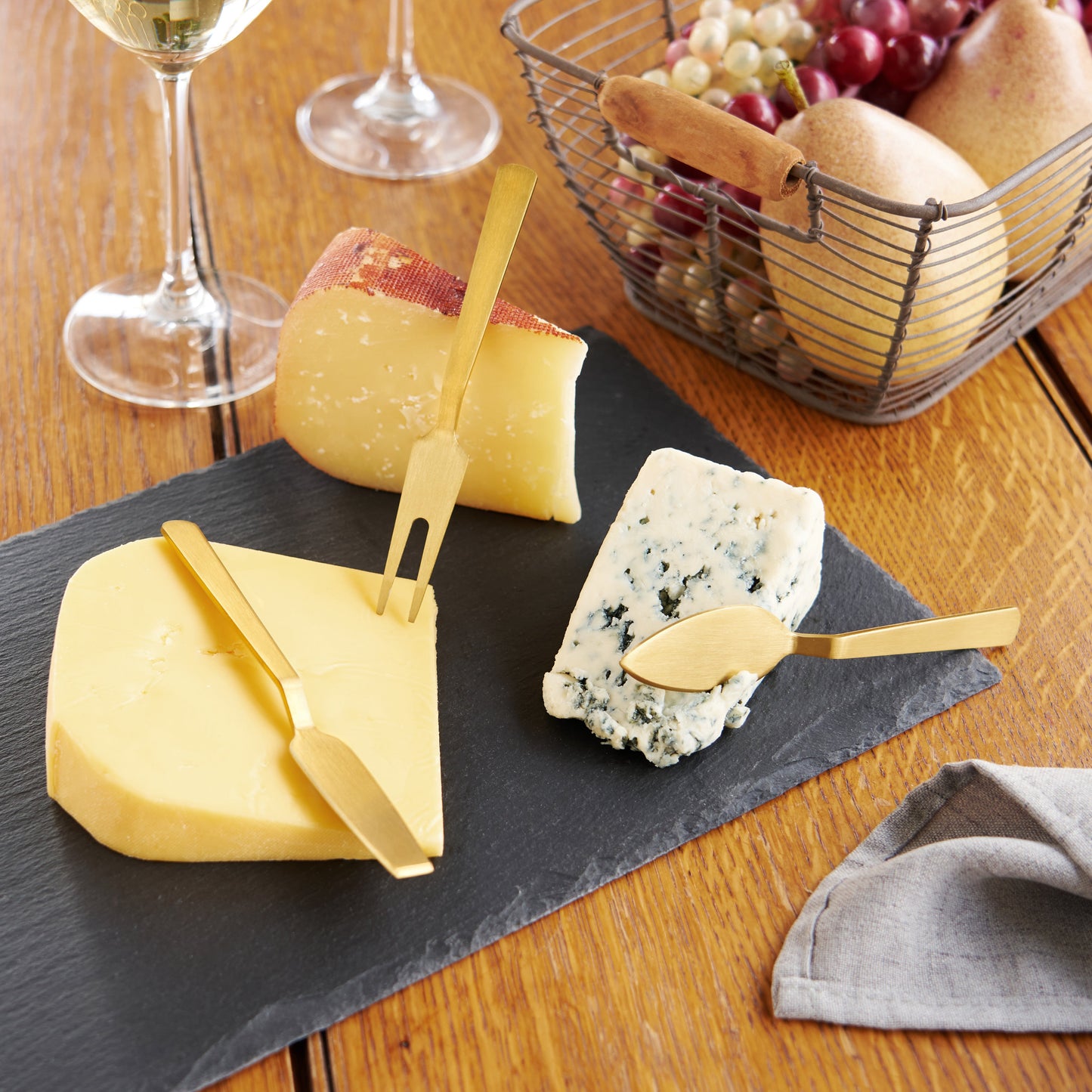 Stainless Steel Cheese Knives in Gold, Set of 3