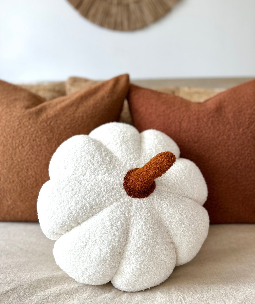 Busa Designs Jumbo Sherpa Cream Pumpkin Pillow - lily & onyx