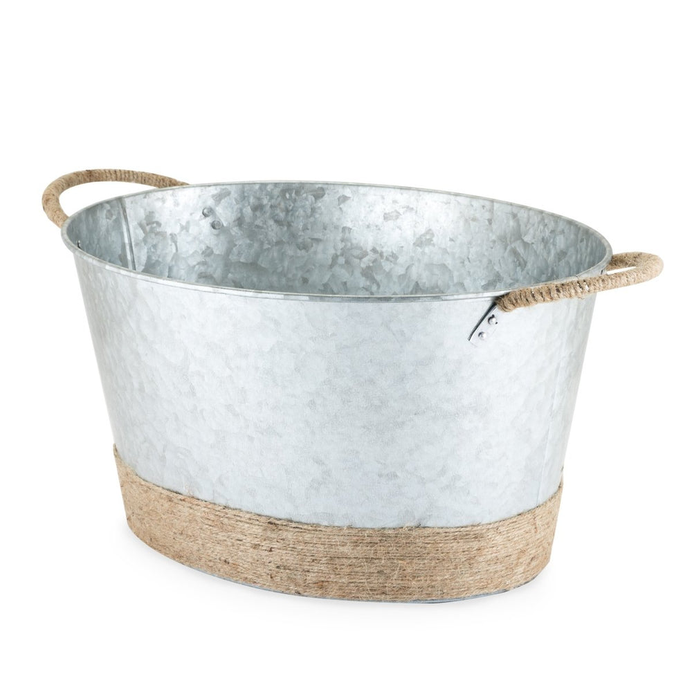 Twine Living Jute Rope Wrapped Galvanized Tub - lily & onyx