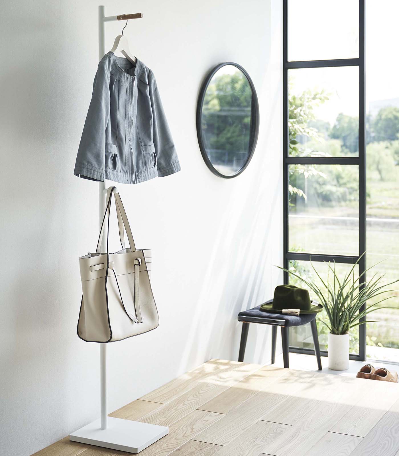 Steel & Wood Coat Rack, 63.98" H