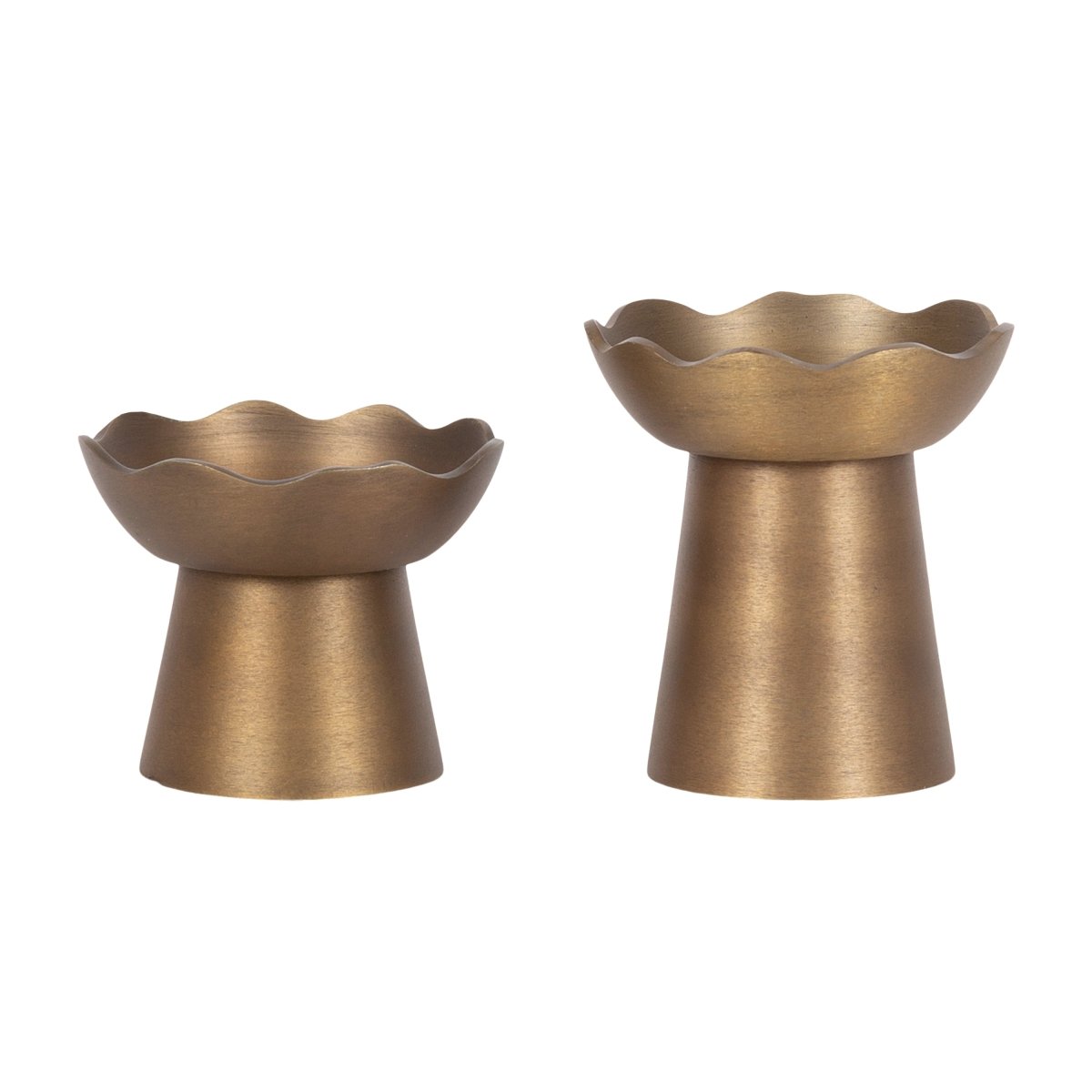 kateandlaurel Alessia Gold Metal Pillar Candle Holder Set – Set of 2