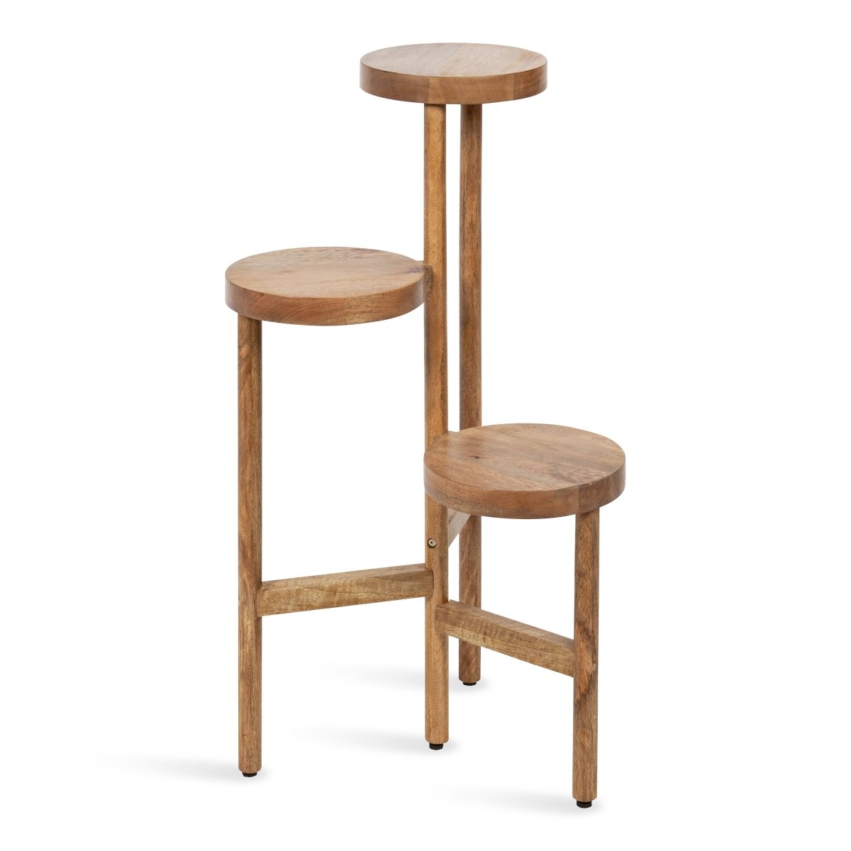 kateandlaurel Fitley 3-Tier Mango Wood Plant Stand | Handcrafted Indoor Plant Display