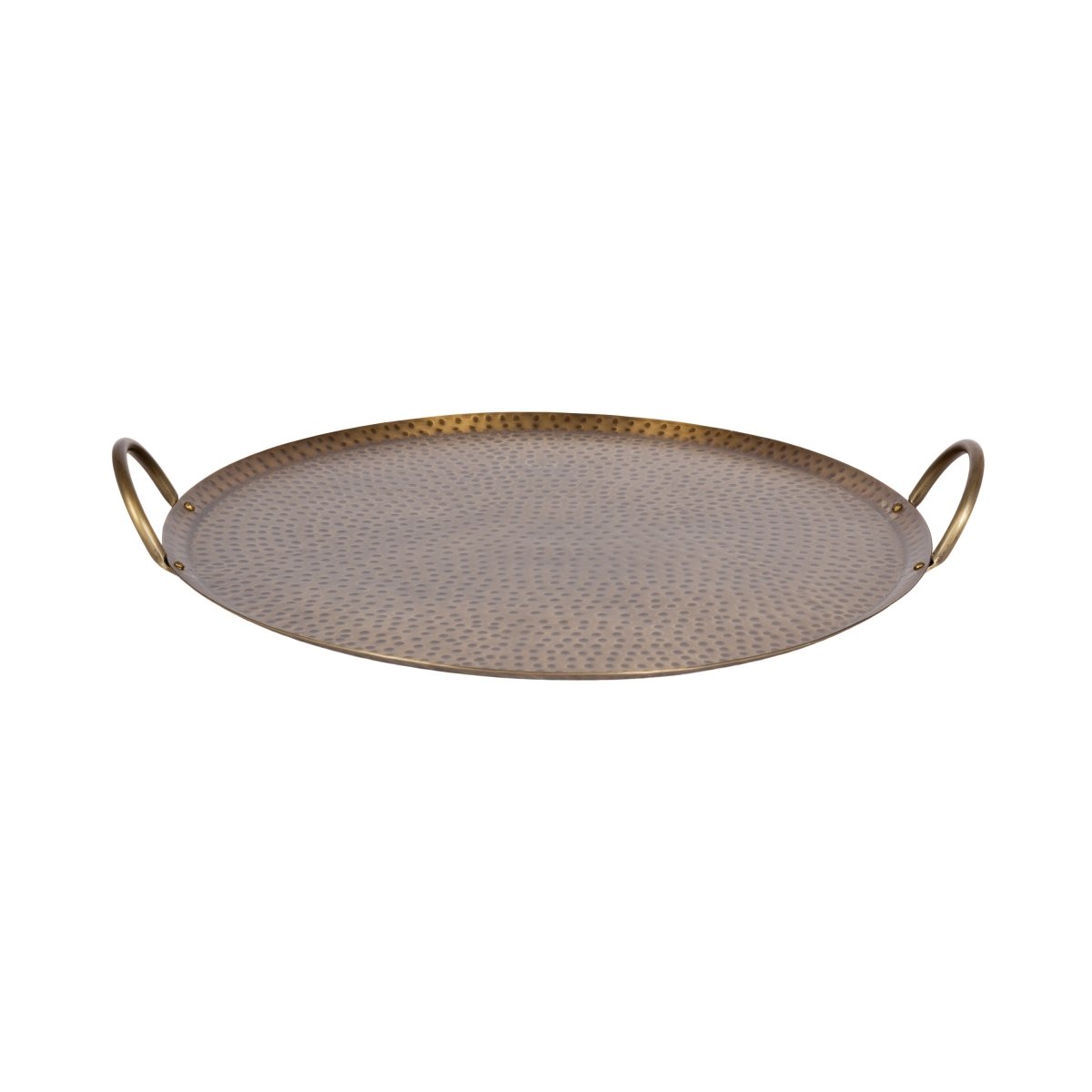 kateandlaurel Sanzo Hammered Round Metal Serving Tray 16"