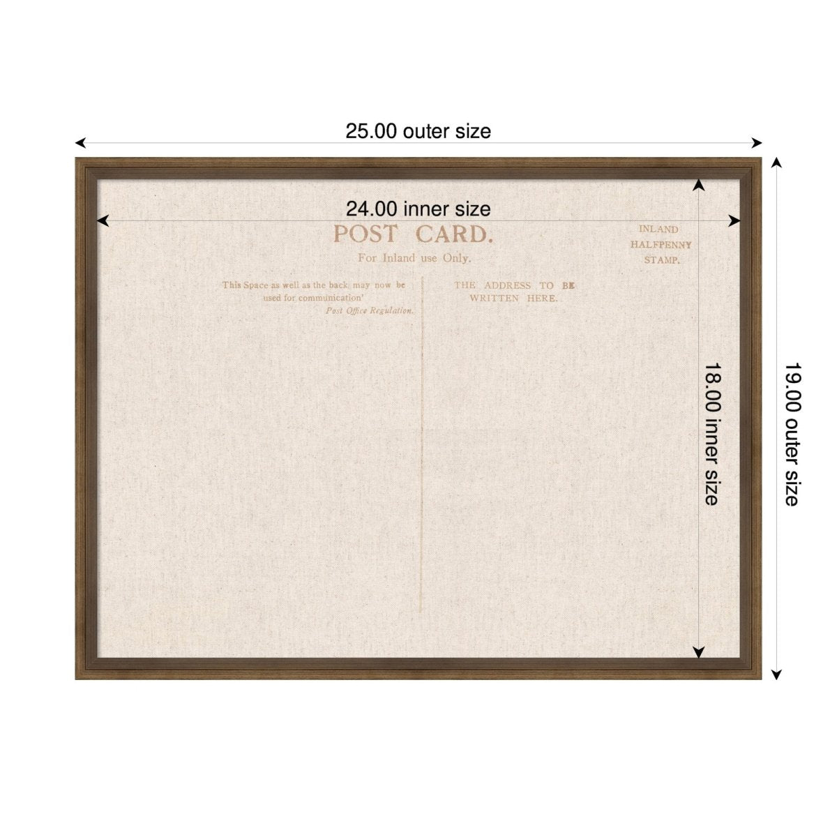 kateandlaurel Vintage Post Card Linen Fabric Pinboard | Framed Decorative Bulletin Board