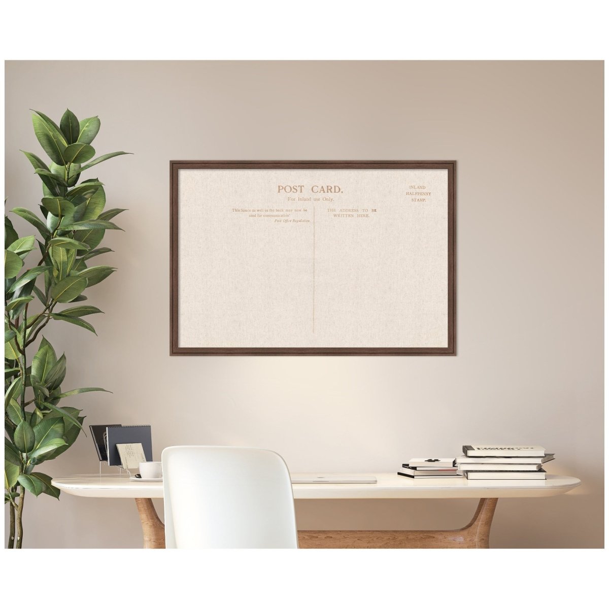 kateandlaurel Vintage Post Card Linen Fabric Pinboard | Framed Decorative Bulletin Board