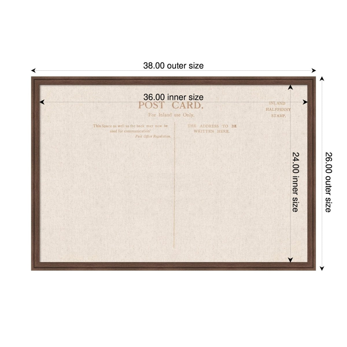 kateandlaurel Vintage Post Card Linen Fabric Pinboard | Framed Decorative Bulletin Board