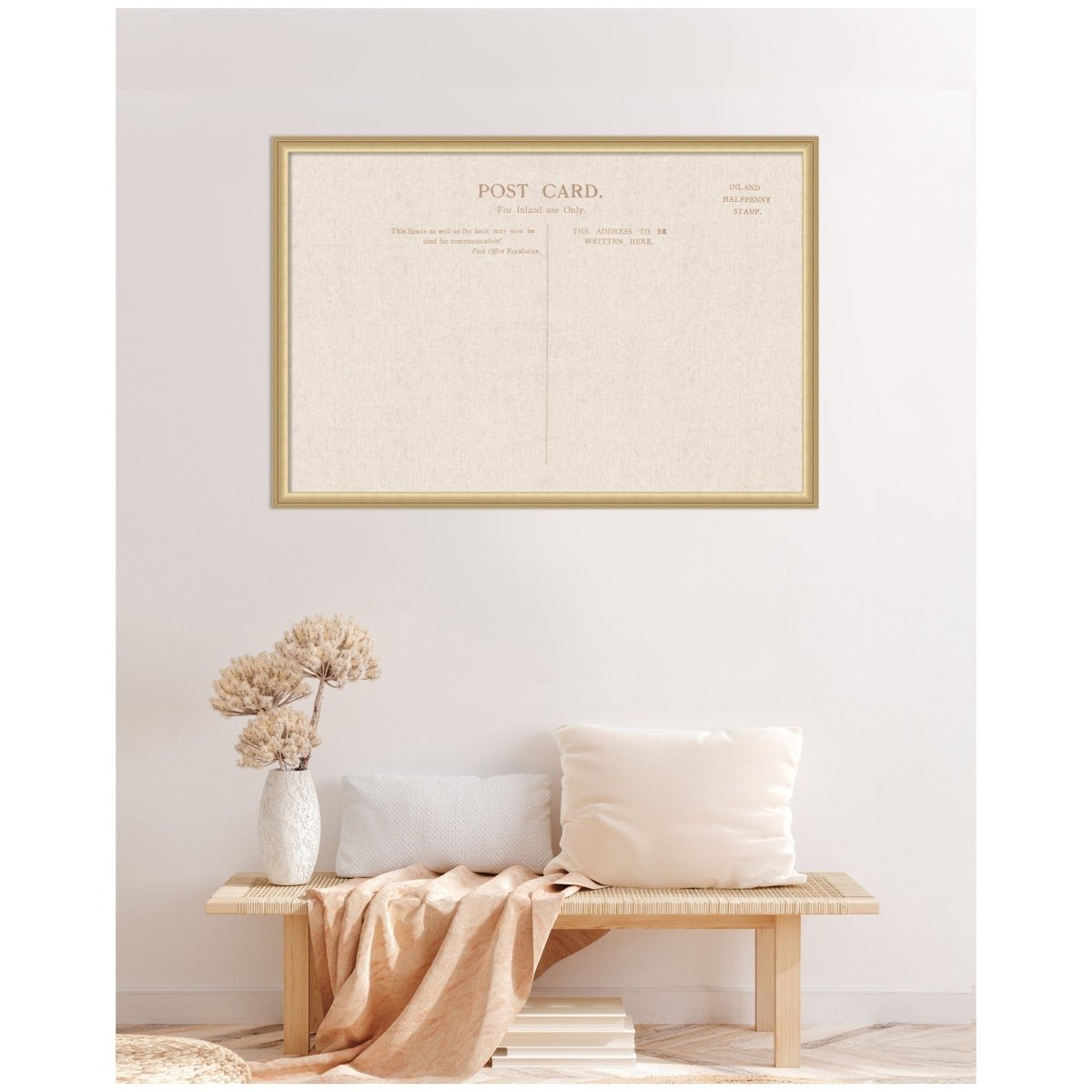 kateandlaurel Vintage Post Card Linen Fabric Pinboard | Framed Decorative Bulletin Board