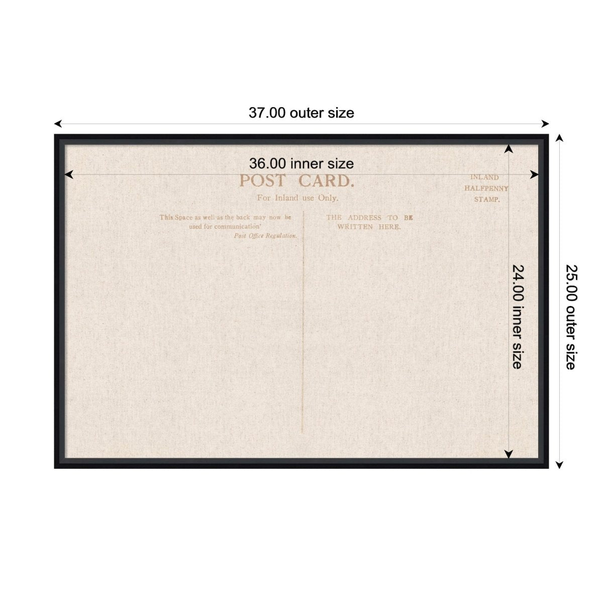 kateandlaurel Vintage Post Card Linen Fabric Pinboard | Framed Decorative Bulletin Board