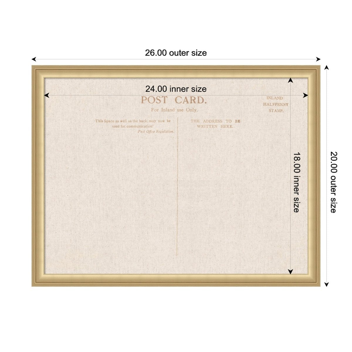 kateandlaurel Vintage Post Card Linen Fabric Pinboard | Framed Decorative Bulletin Board