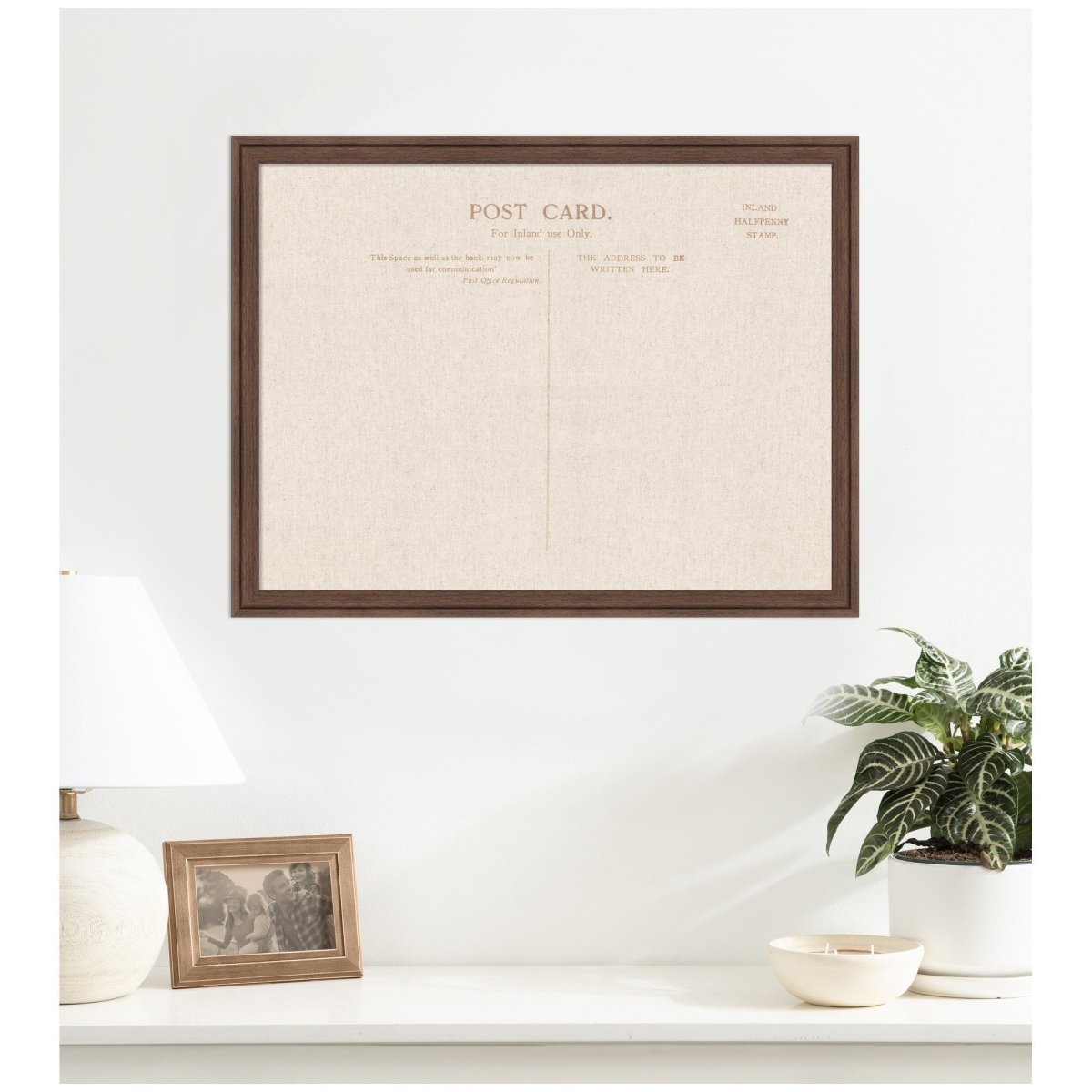 kateandlaurel Vintage Post Card Linen Fabric Pinboard | Framed Decorative Bulletin Board