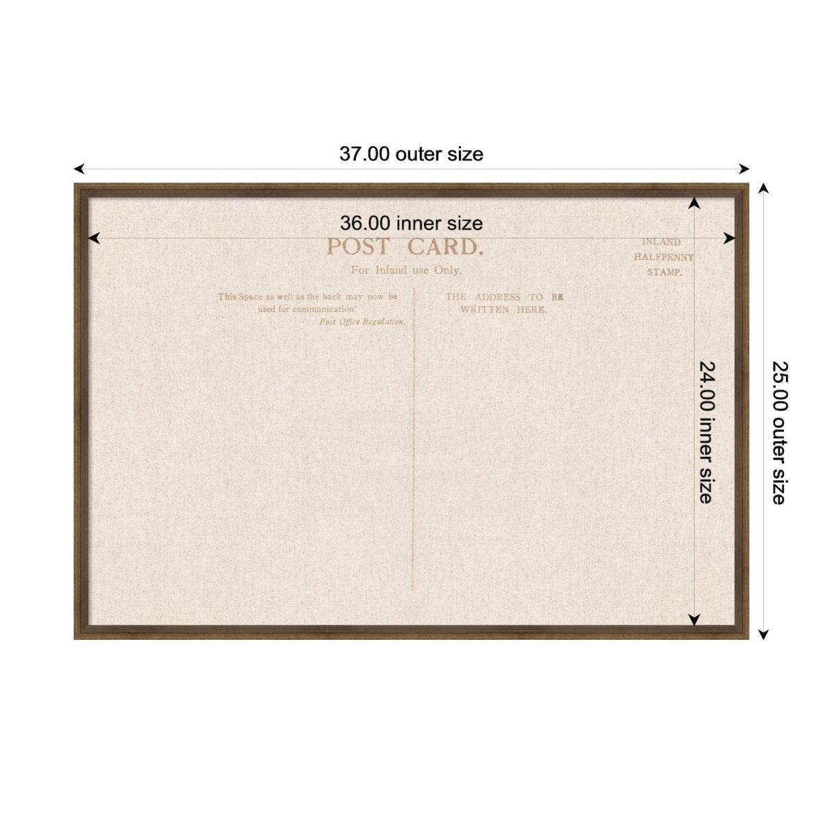 kateandlaurel Vintage Post Card Linen Fabric Pinboard | Framed Decorative Bulletin Board