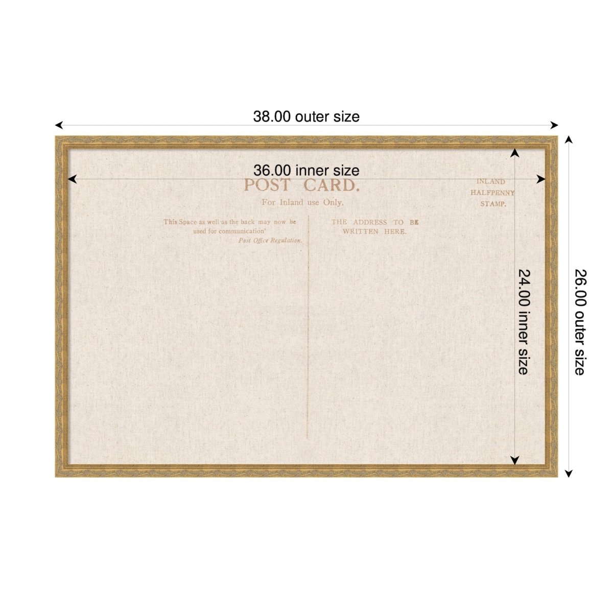 kateandlaurel Vintage Post Card Linen Fabric Pinboard | Framed Decorative Bulletin Board