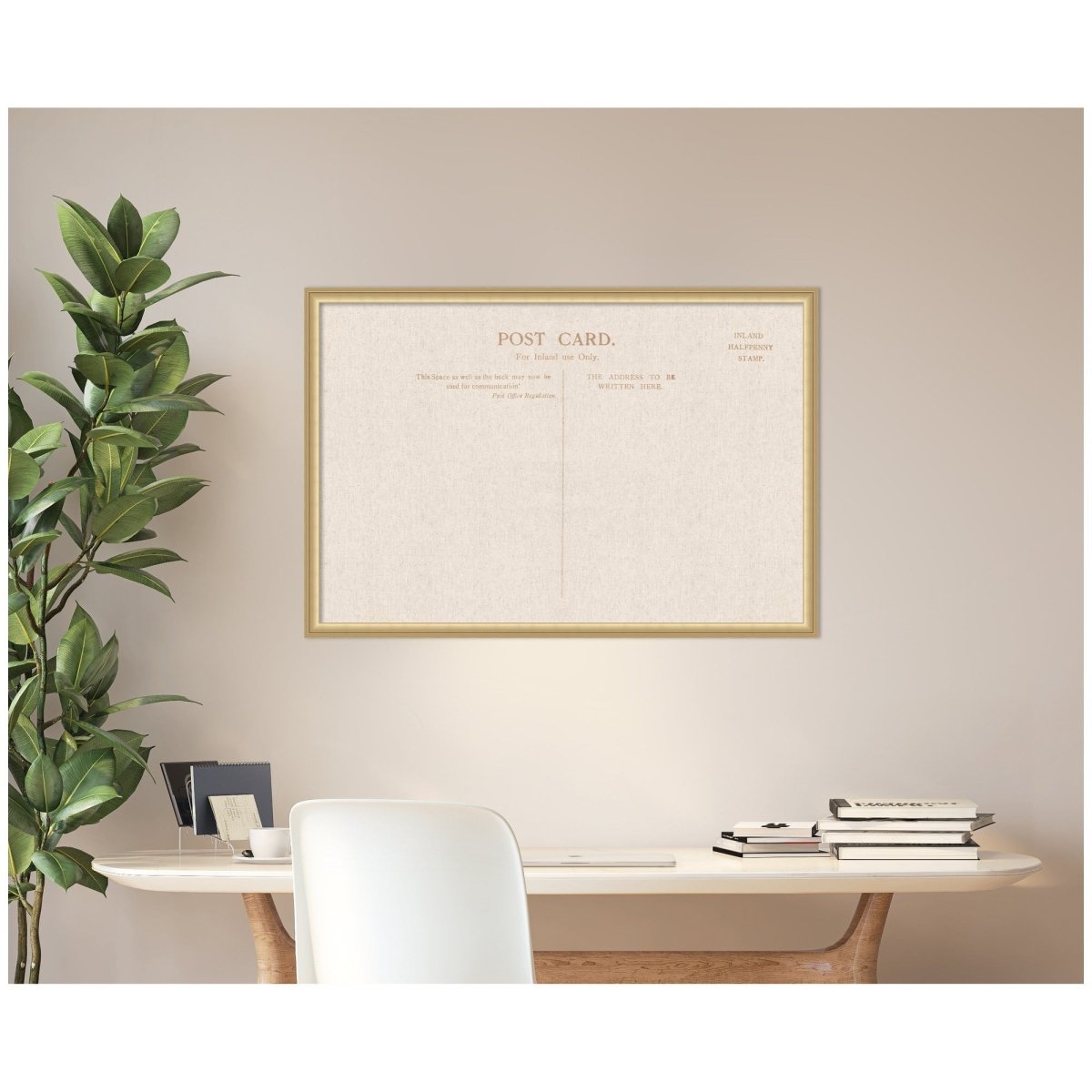 kateandlaurel Vintage Post Card Linen Fabric Pinboard | Framed Decorative Bulletin Board