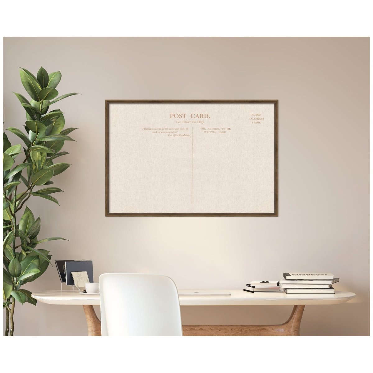 kateandlaurel Vintage Post Card Linen Fabric Pinboard | Framed Decorative Bulletin Board
