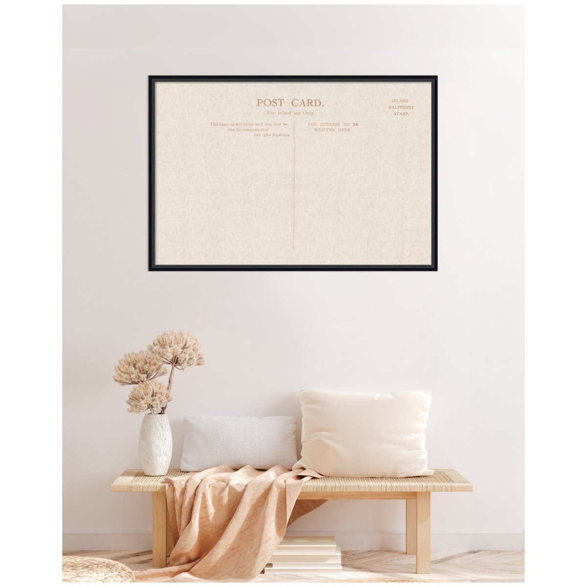kateandlaurel Vintage Post Card Linen Fabric Pinboard | Framed Decorative Bulletin Board
