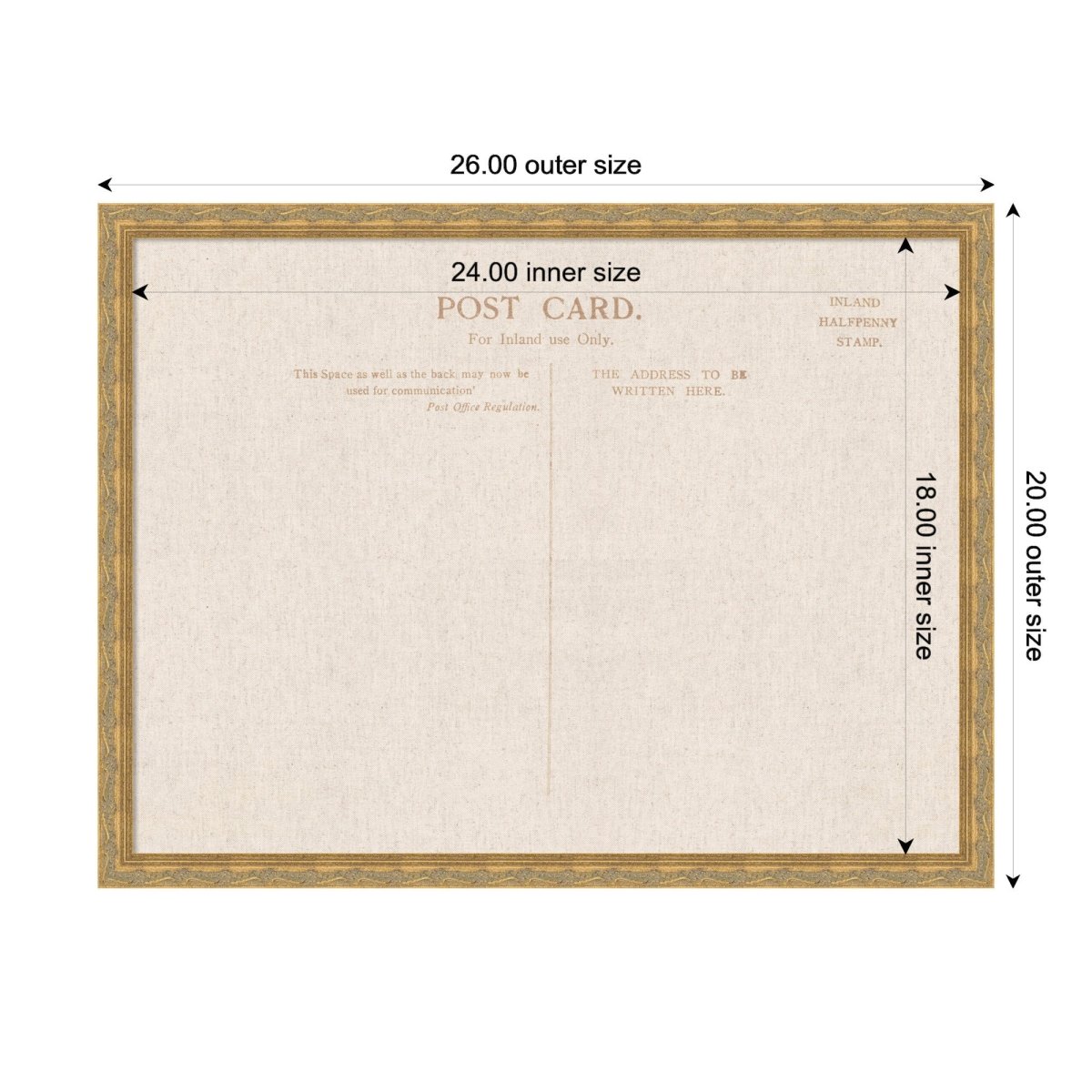 kateandlaurel Vintage Post Card Linen Fabric Pinboard | Framed Decorative Bulletin Board