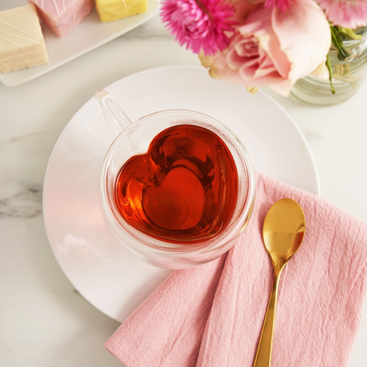 Pinky Up Tea Kendall Heart Double Walled Glass Tea Mug - lily & onyx