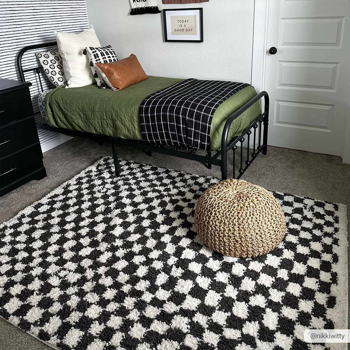 Hauteloom Kieu Black & White Checkered Area Rug - lily & onyx