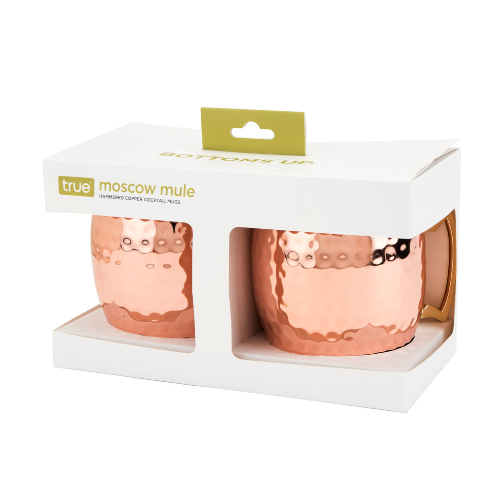
                      
                        Moscow Mule Hammered Copper Plated Mugs, Set of 2
                      
                    
