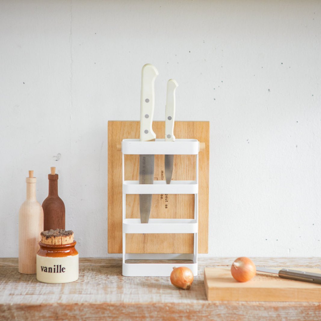 Yamazaki Home Knife & Cutting Board Stand - Steel + Wood - lily & onyx