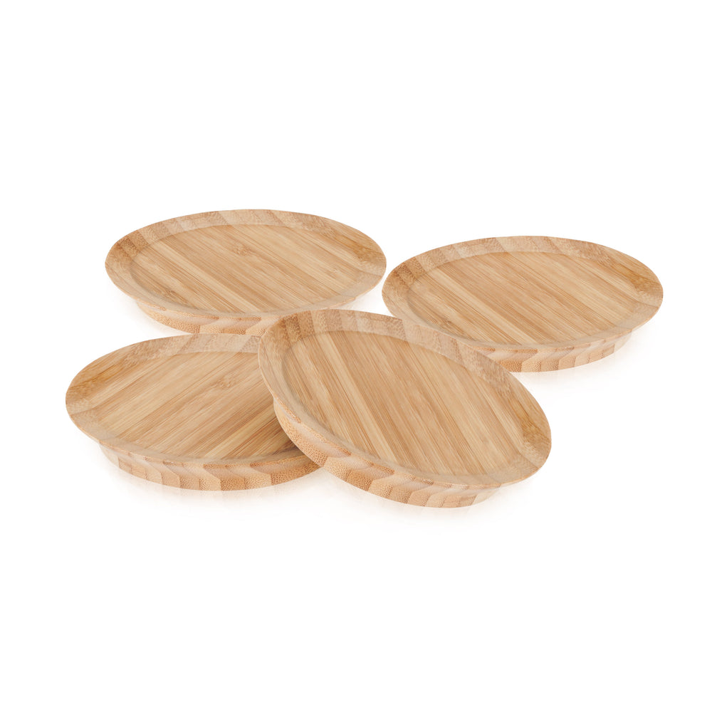 
                      
                        Natural Bamboo Appetizer Glass Topper Plates, Set of 4
                      
                    