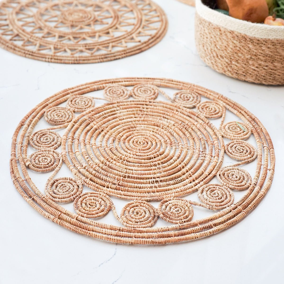 KORISSA Bayu Woven Palm Fiber Placemat, Natural - Set of 2