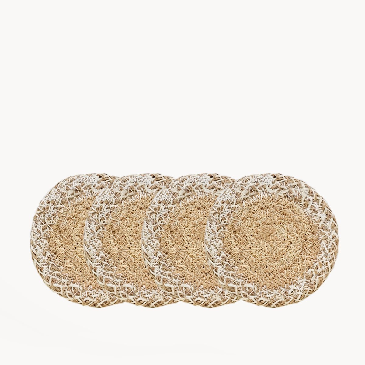 KORISSA Handmade Jute Coasters Natural Round - Set of 4 Drink Coasters