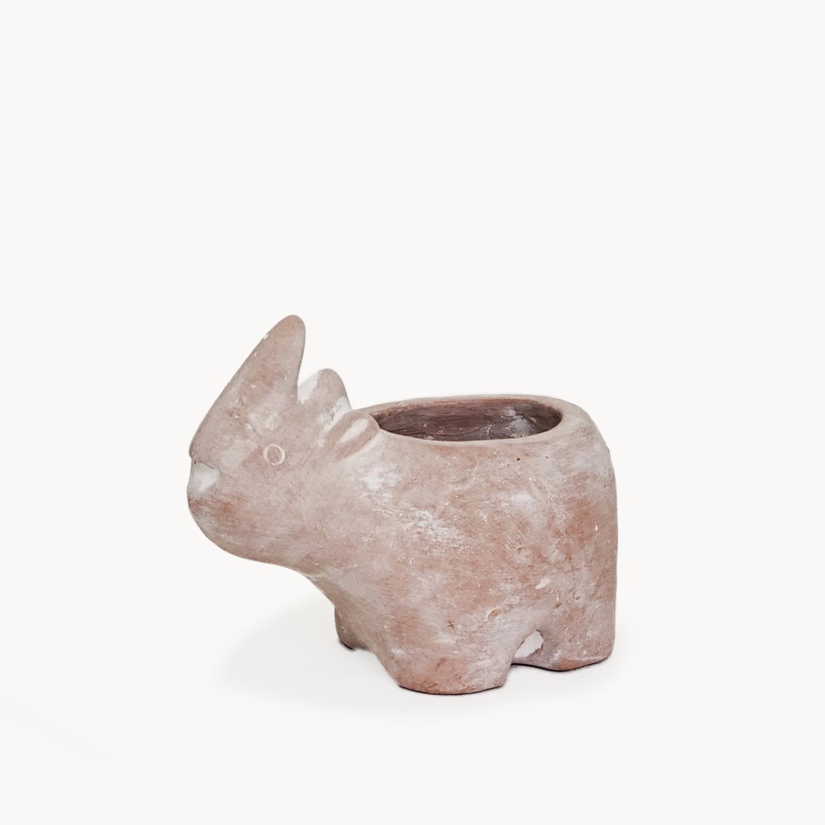 KORISSA Handmade Rhino Terracotta Plant Pot - Natural Clay 4.5" Planter