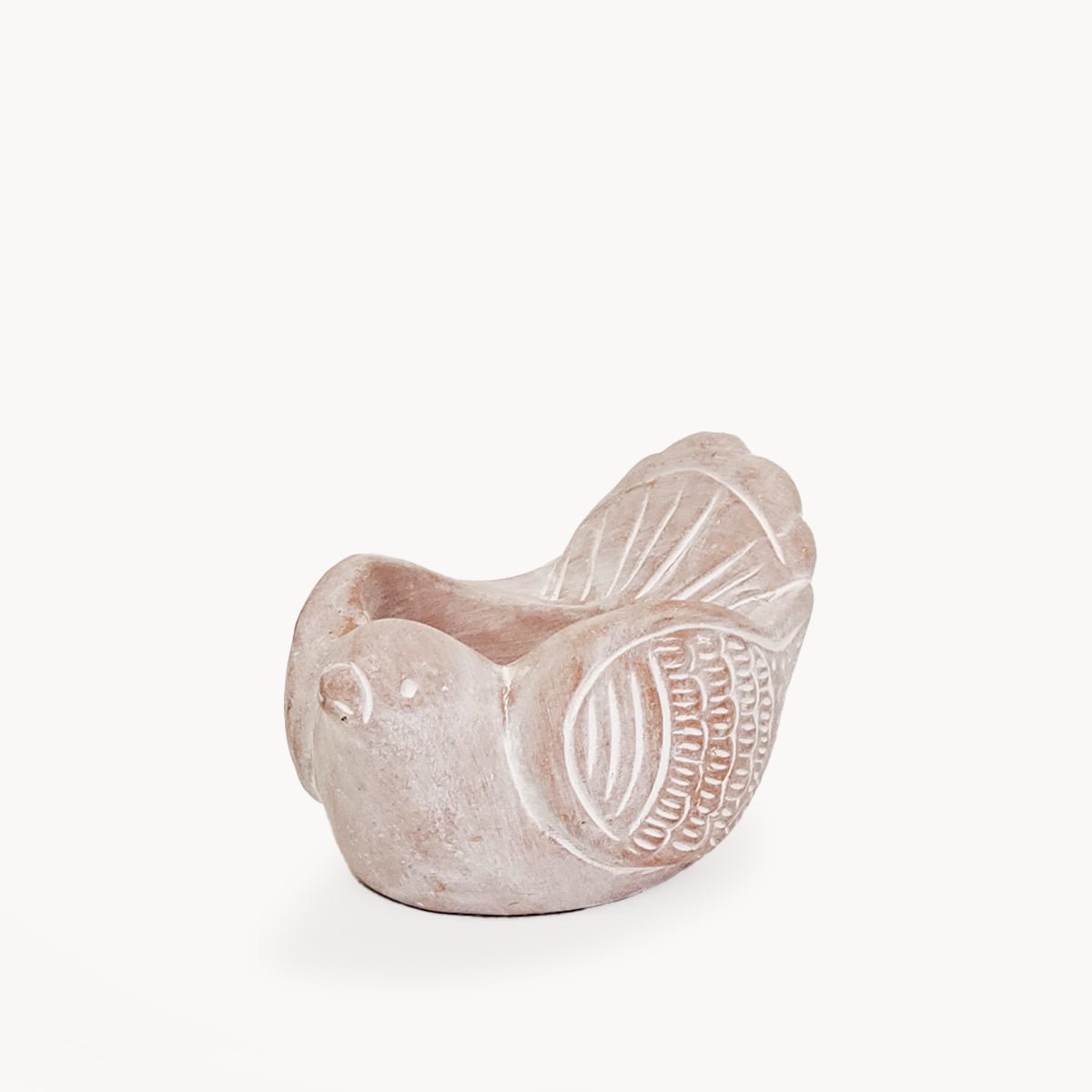 KORISSA Handmade Terracotta Bird Tea Light Holder - Natural Clay Candle