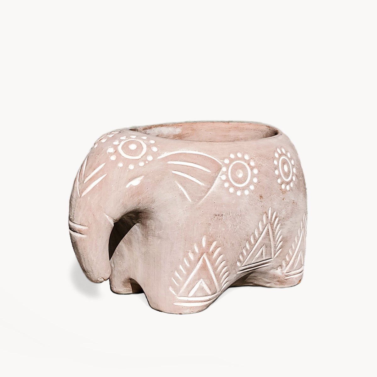 KORISSA Handmade Terracotta Elephant Planter - Folk Art Clay Pot 9" Wide