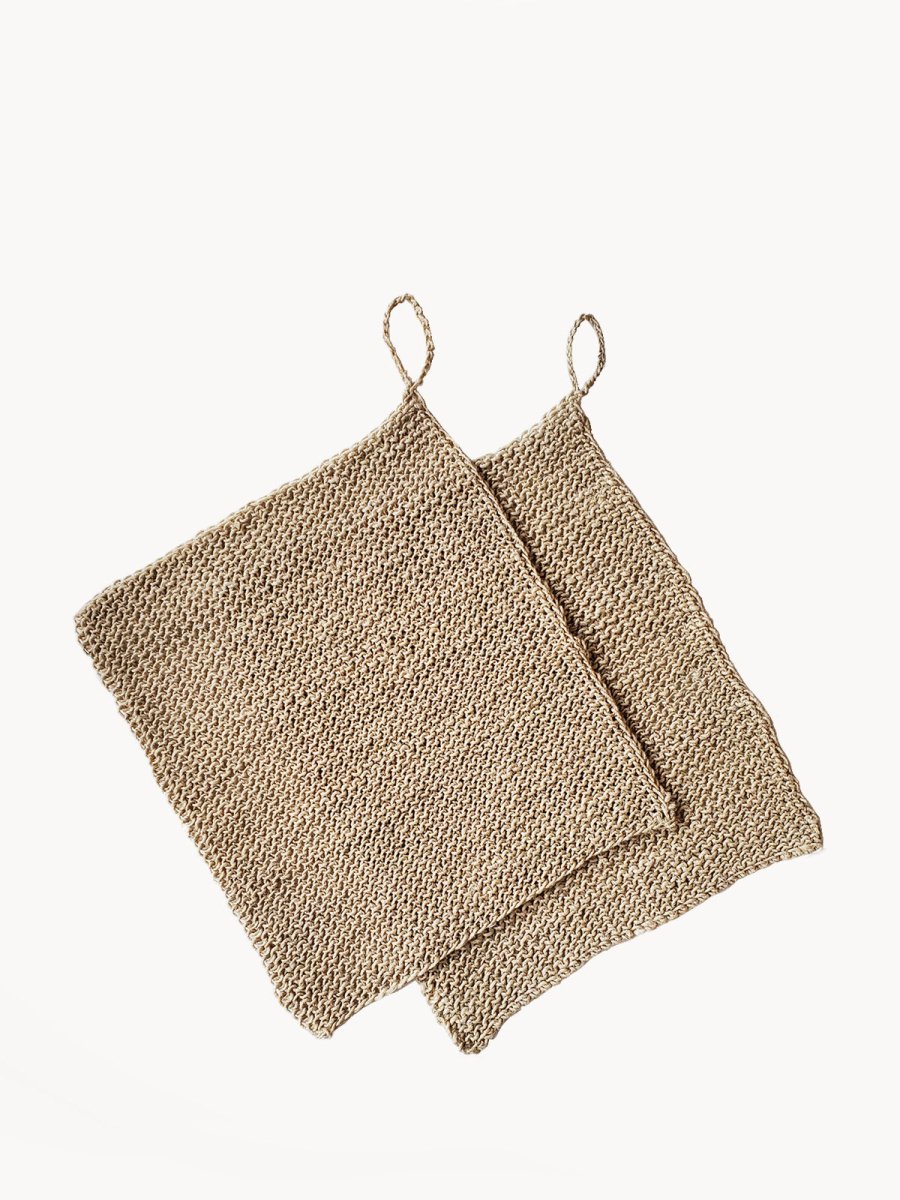KORISSA Hemp Washcloth Set of 2 - Natural Exfoliating Body Scrubber
