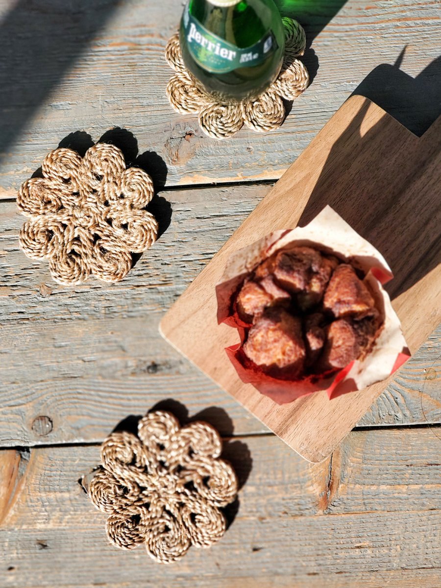 KORISSA Jute Coasters Set of 4 - Natural Braided Flower Drink Coasters