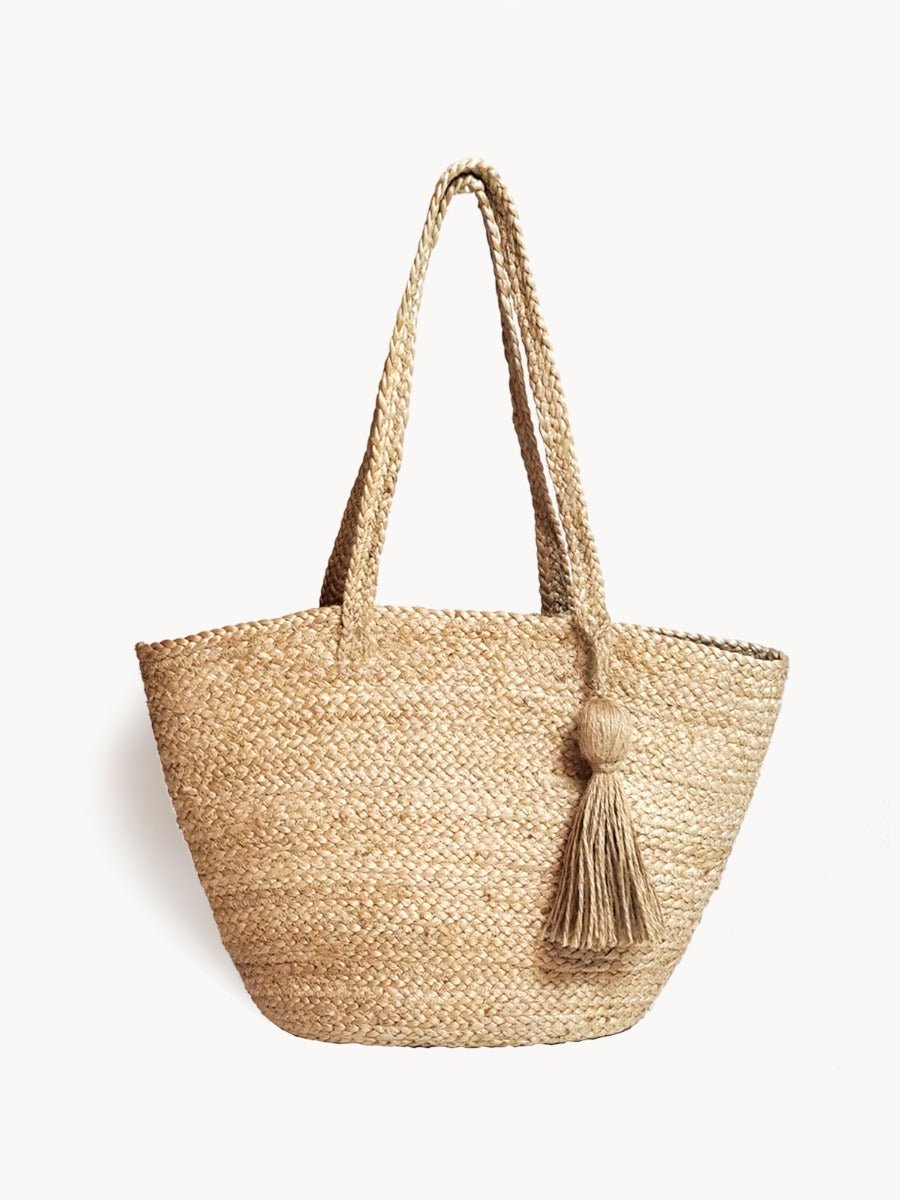 KORISSA Kata Jute Shoulder Bag - Natural Fiber Handmade Tote 21" Wide