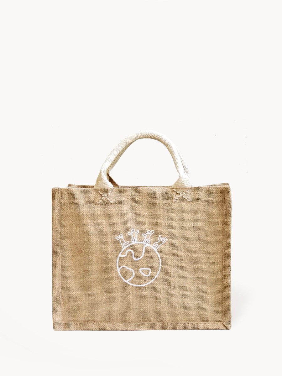KORISSA Reusable Jute Gift Bag - Natural Laminated Canvas Tote 10x12.5"