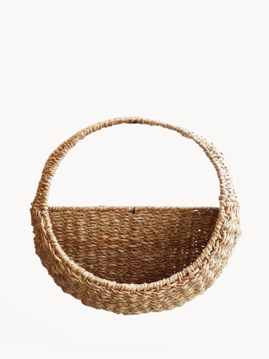 KORISSA Savar Handwoven Seagrass Hanging Planter - Natural 15.5" Round